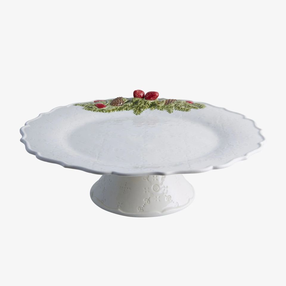 Beyaz Seramik Kek Standı 35,5 Cm Garland Collection by Bordallo Pinherio