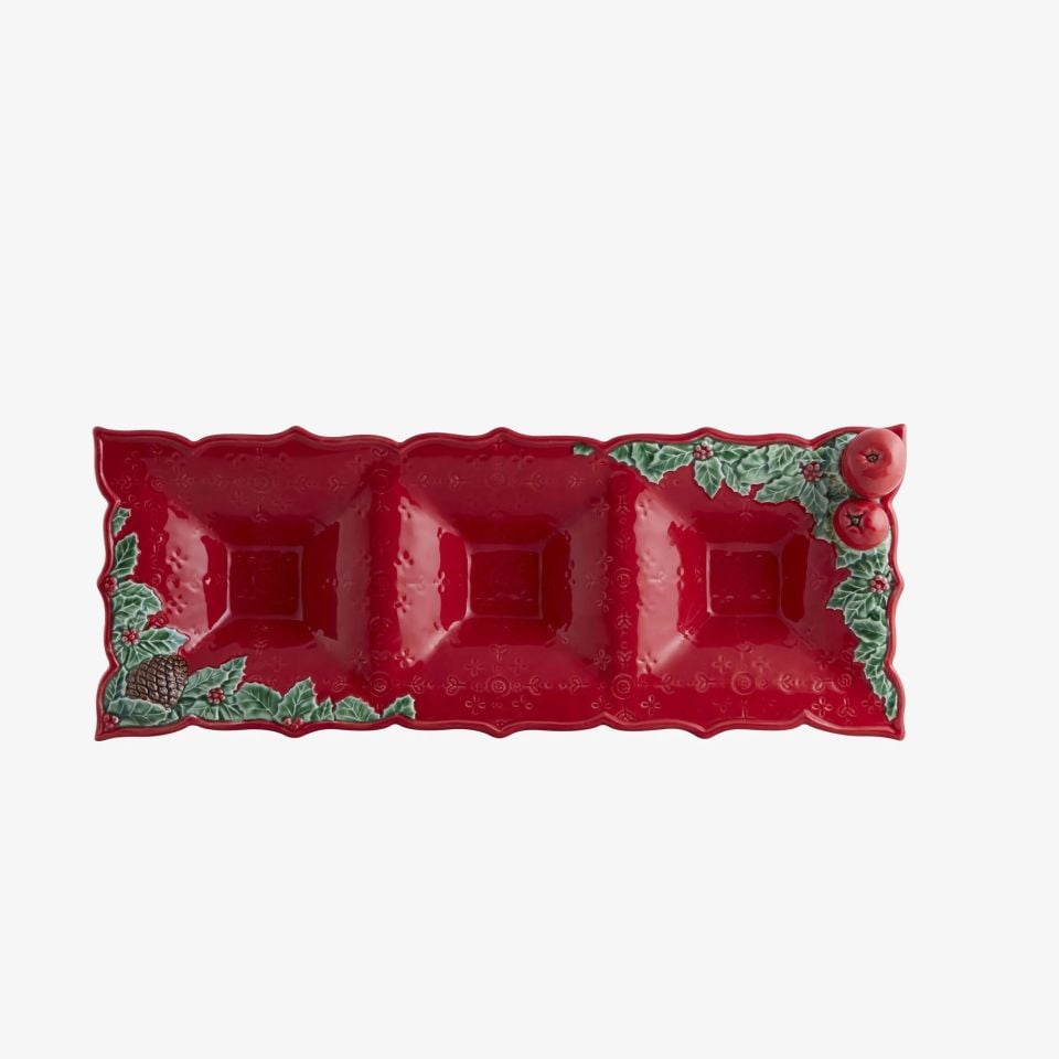 Kırmızı Seramik Servis Tabağı 40 Cm Garland Collection by Bordallo Pinherio