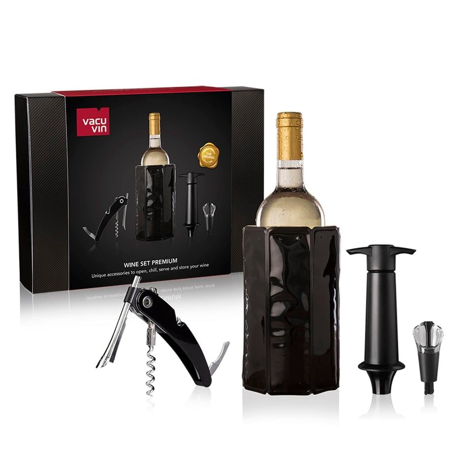 Vacu Vin Şarap Seti, Premium (4 Parça), Hediye Kutulu