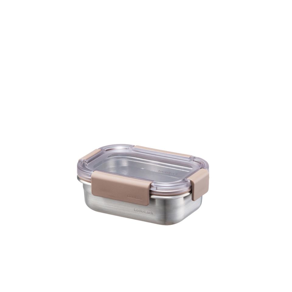 LocknLock Paslanmaz Çelik Fırın & Saklama Kabı Dörtgen Kilitli 310 ml - Kahverengi