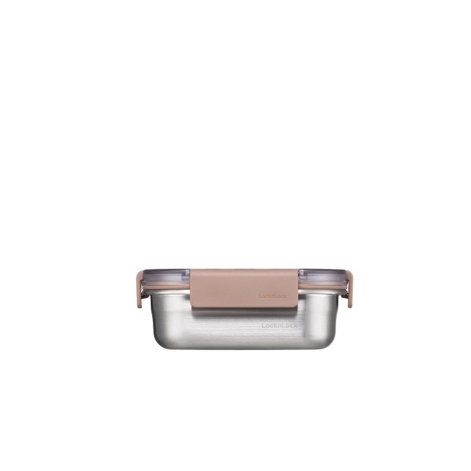 LocknLock Paslanmaz Çelik Fırın & Saklama Kabı Dörtgen Kilitli 310 ml - Kahverengi