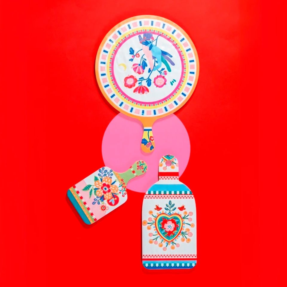 Baci Milano Mamma Mia Çiçek Desenli Kesme Tahtası 12,5 cm x 25 cm