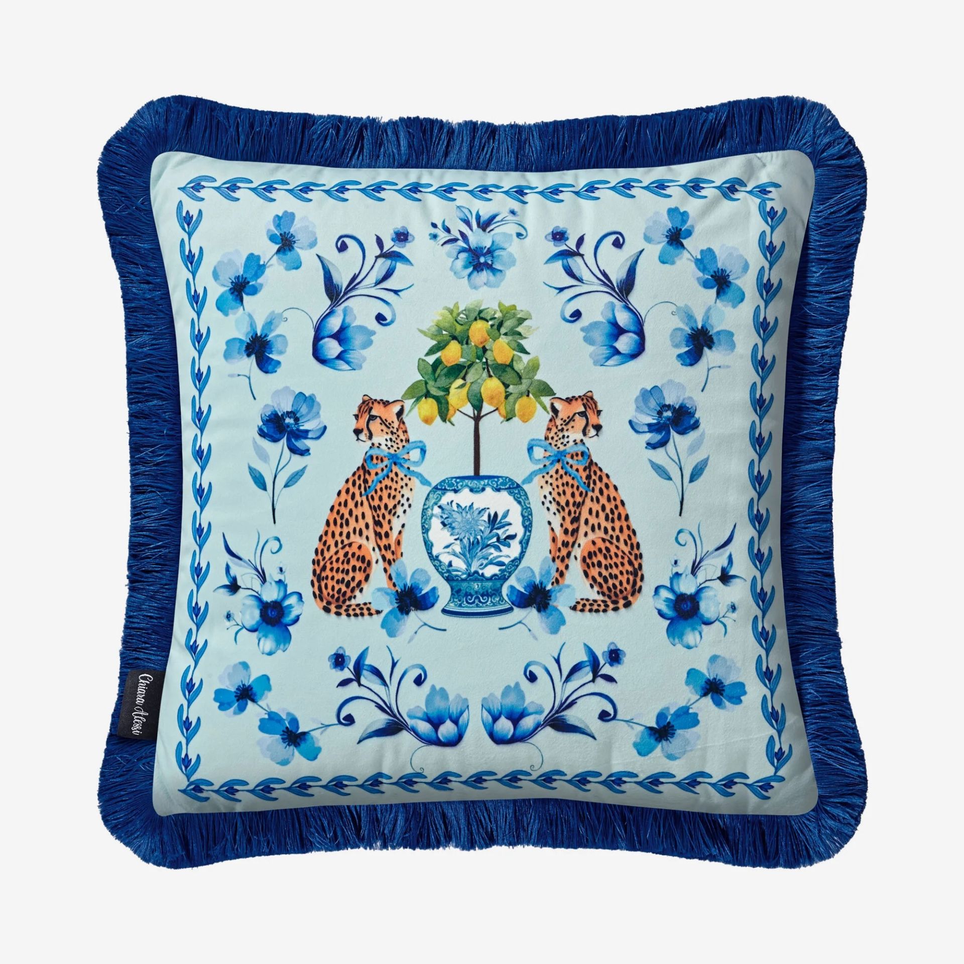 Mavi Kadife Dekoratif Yastık 45X45 Cm Carpe Diem Collection by Chiara Alessi