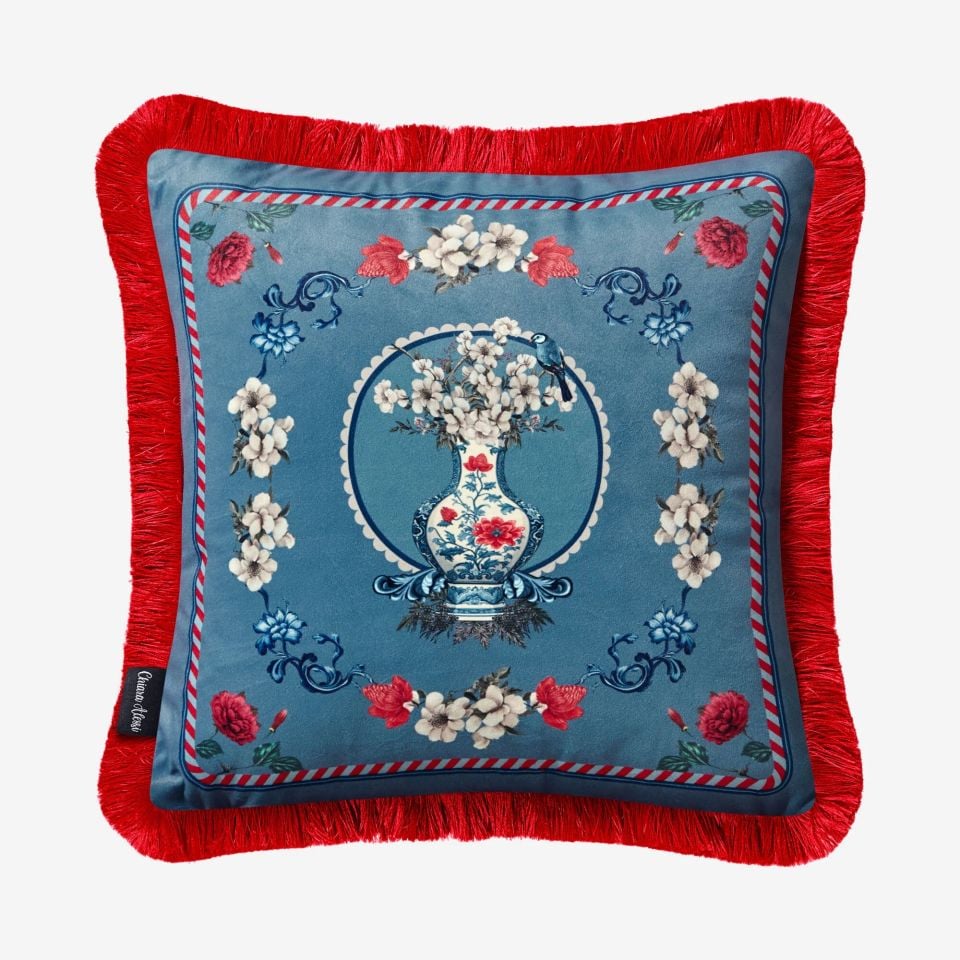 Mavi Kadife Dekoratif Yastık 45X45 Cm Carpe Diem Collection by Chiara Alessi