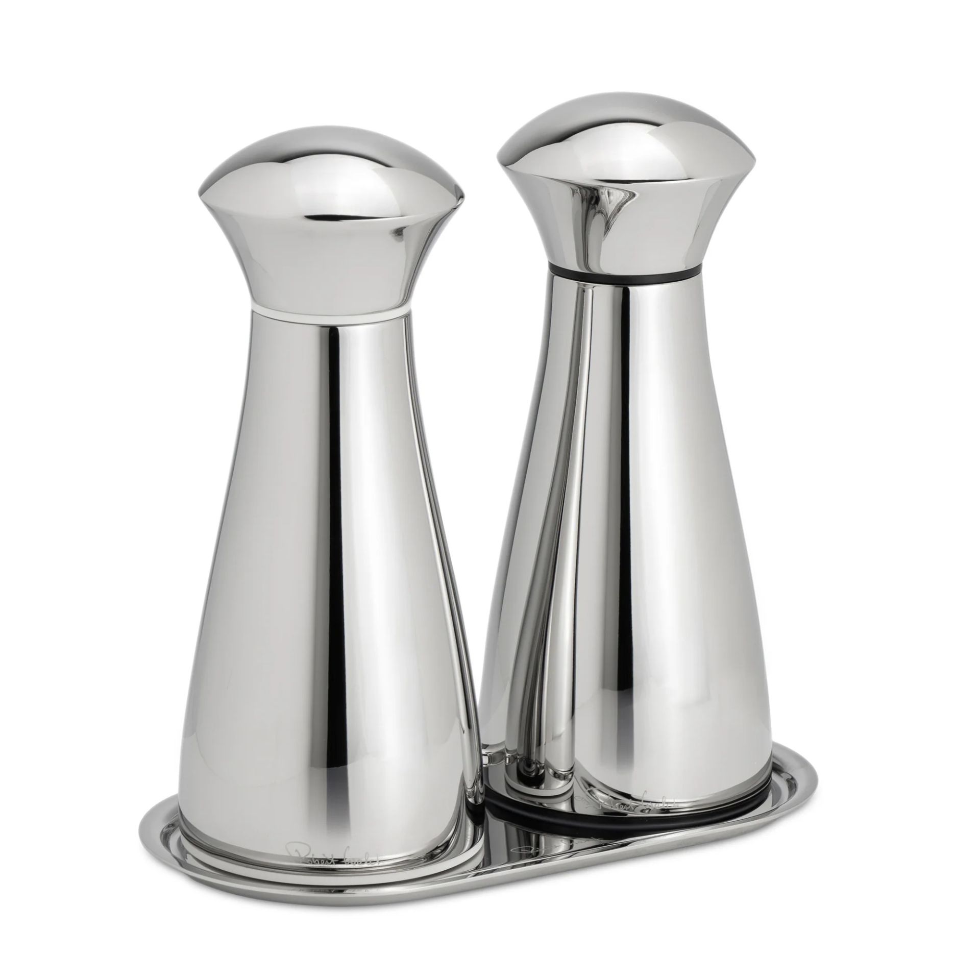 Robert Welch Medium Bright Salt and Pepper Mills with Tray Set