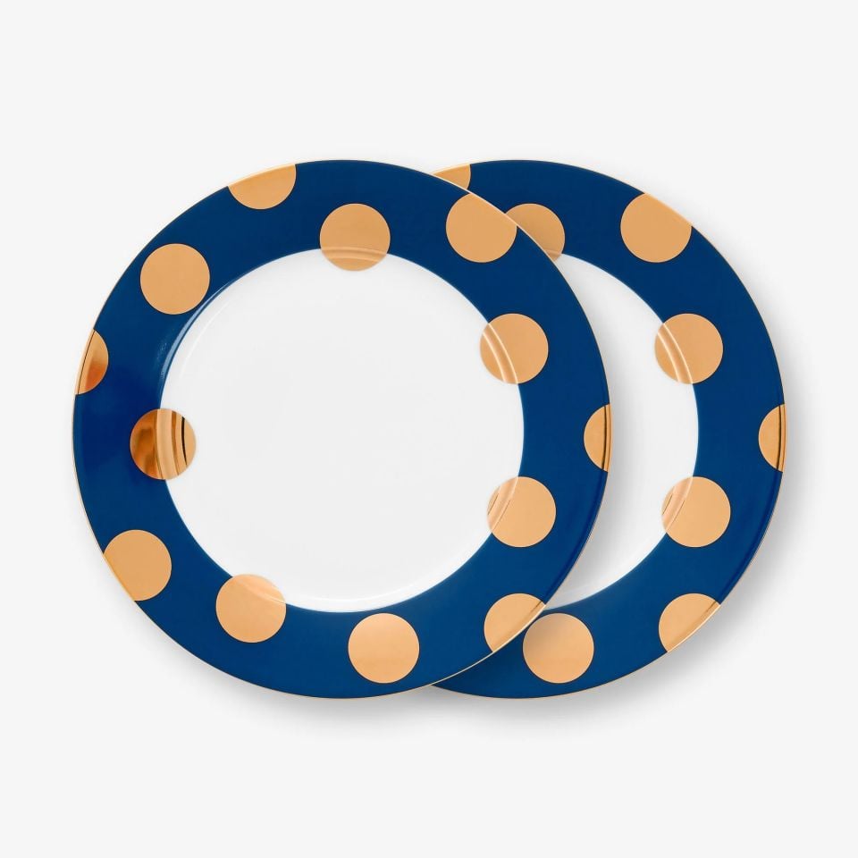 Lacivert 2'li Porselen Yemek Tabağı 26,5 Cm Dot Delight Collection by Pip Studio