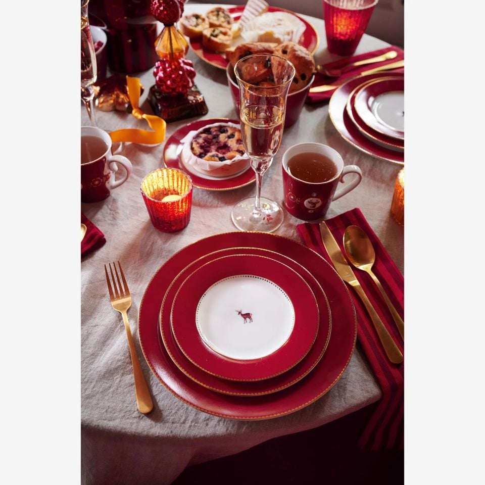 Kırmızı Porselen Pasta Tabağı 17 Cm Love Birds Collection by Pip Studio