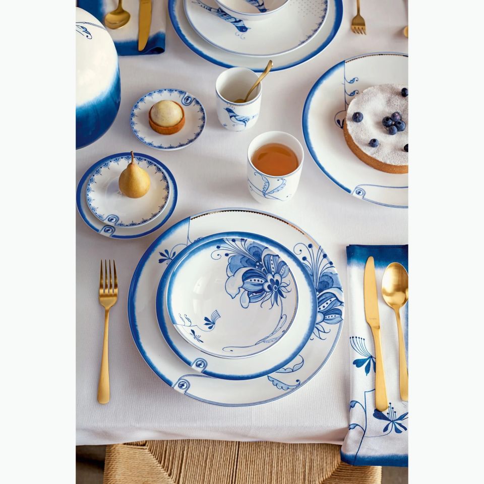 Beyaz Porselen Petit Four Tabağı 12 Cm Blue Bird Collection by Pip Studio