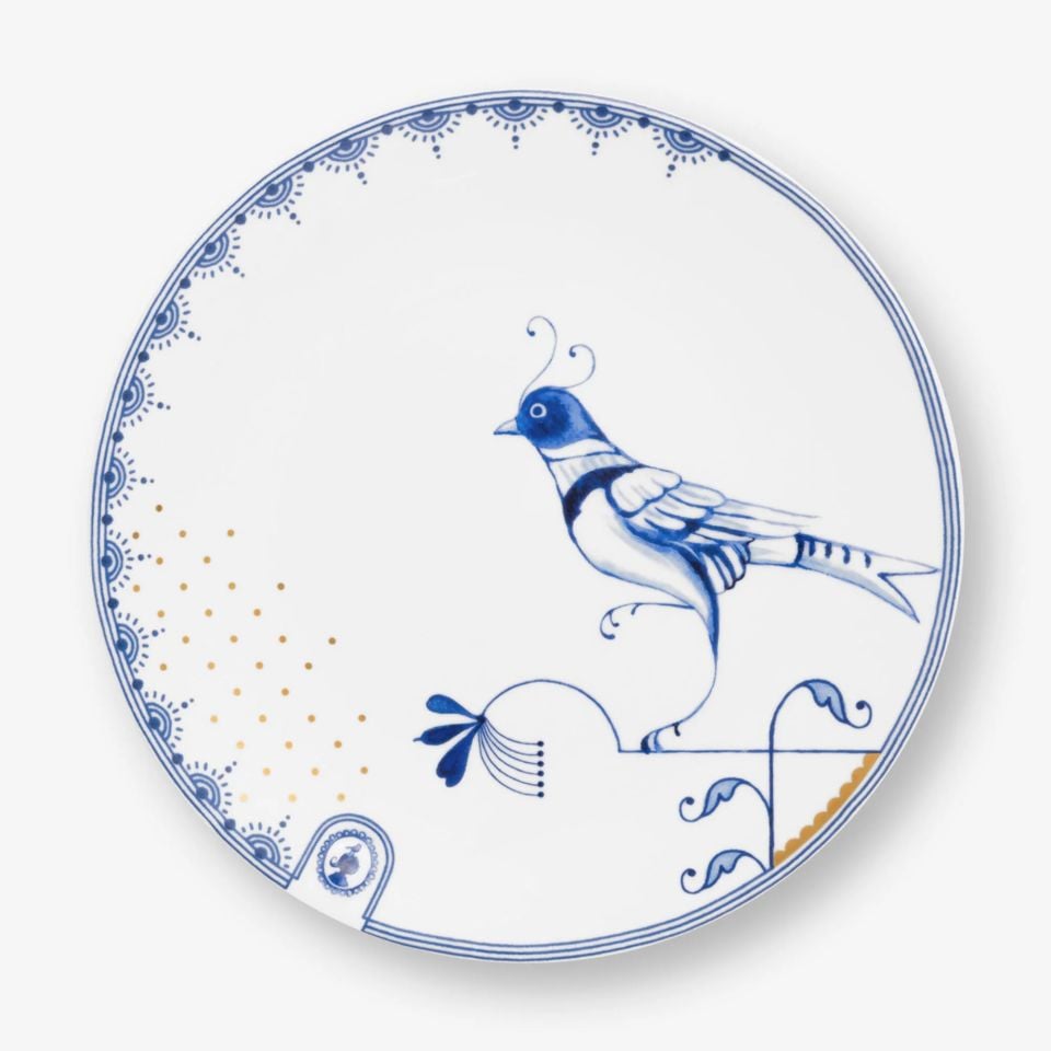 Beyaz Porselen Pasta Tabağı 18 Cm Blue Bird Collection by Pip Studio