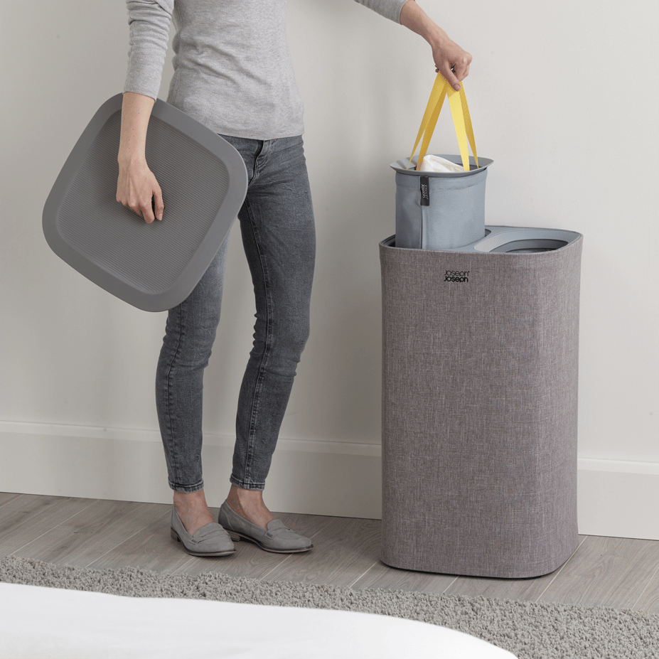 JJ Tota 60 L Çamaşır Ayırma Sepeti Gri Siyah
