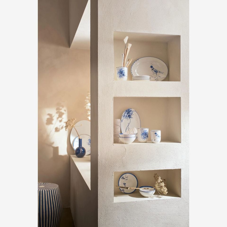 Beyaz Porselen Servis Tabağı 30X21,5 Cm Blue Bird Collection by Pip Studio