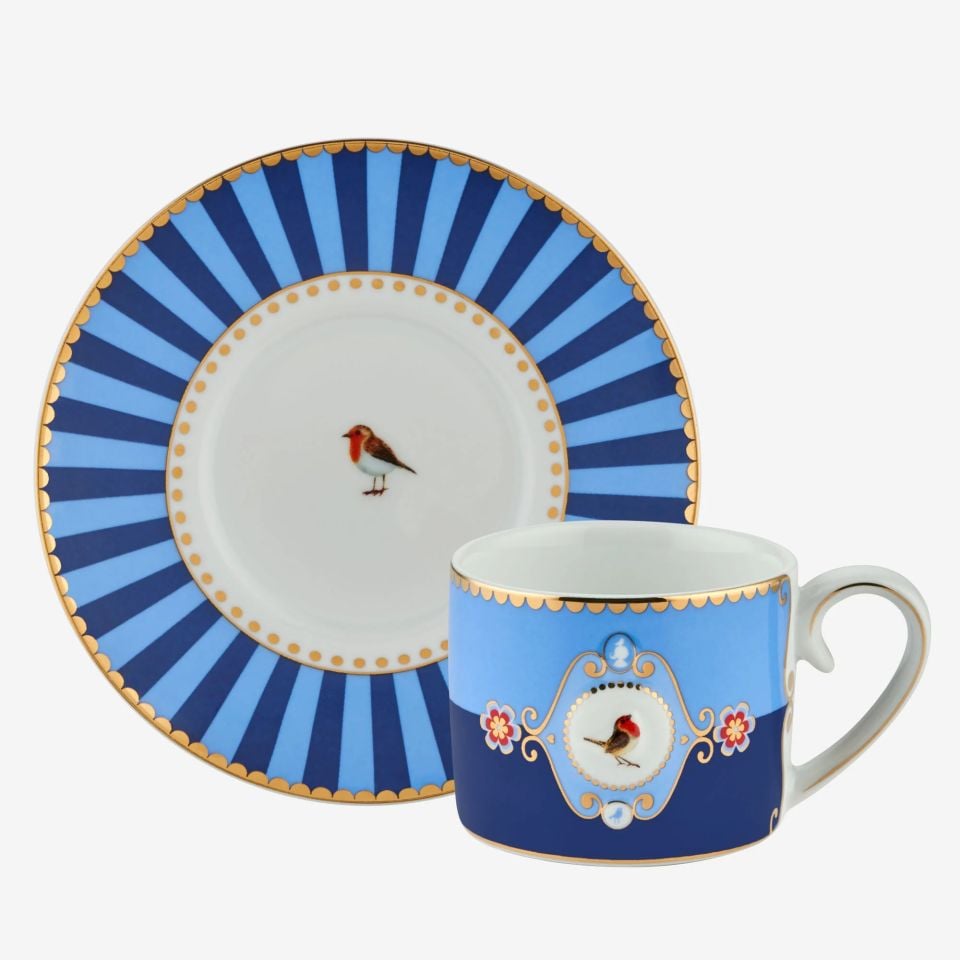 Mavi Porselen Kahve Fincanı 125 Ml Love Birds Collection by Pip Studio