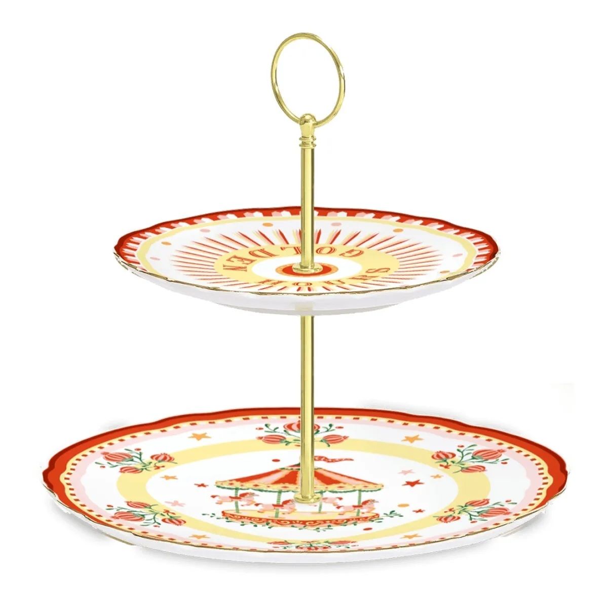 Baci Milano Mamma Mia 2 Katlı Kırmızı Servis Tabağı