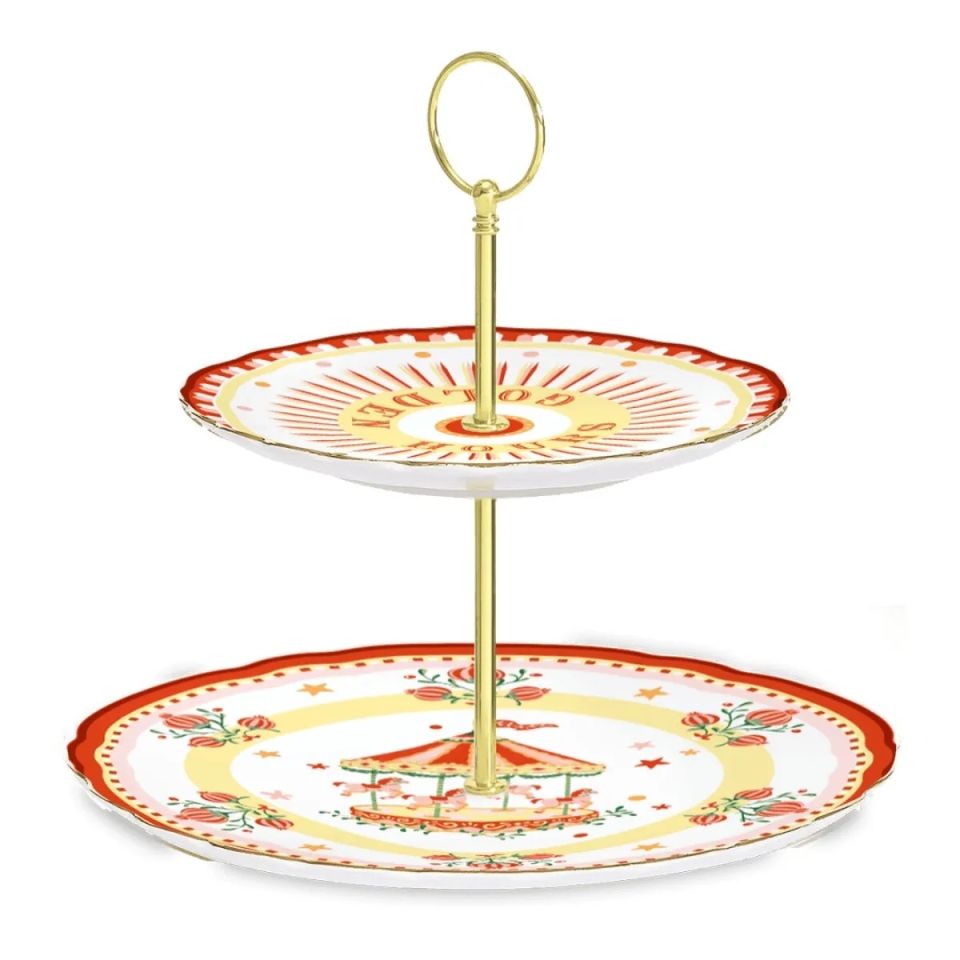 Baci Milano Mamma Mia 2 Katlı Kırmızı Servis Tabağı