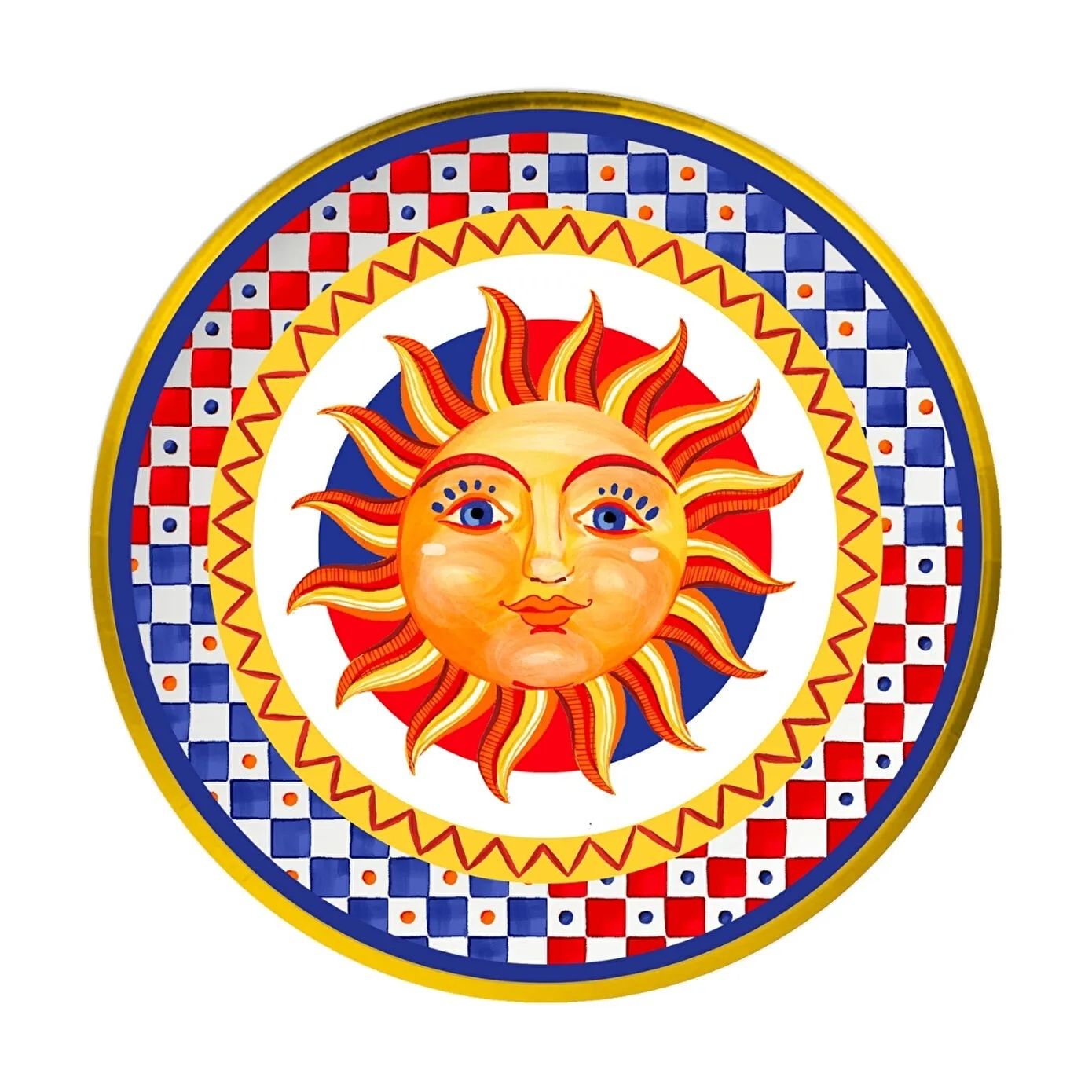 Baci Milano Dolce Vita Çok Renkli Güneş Desenli Servis Tabağı 16 Cm