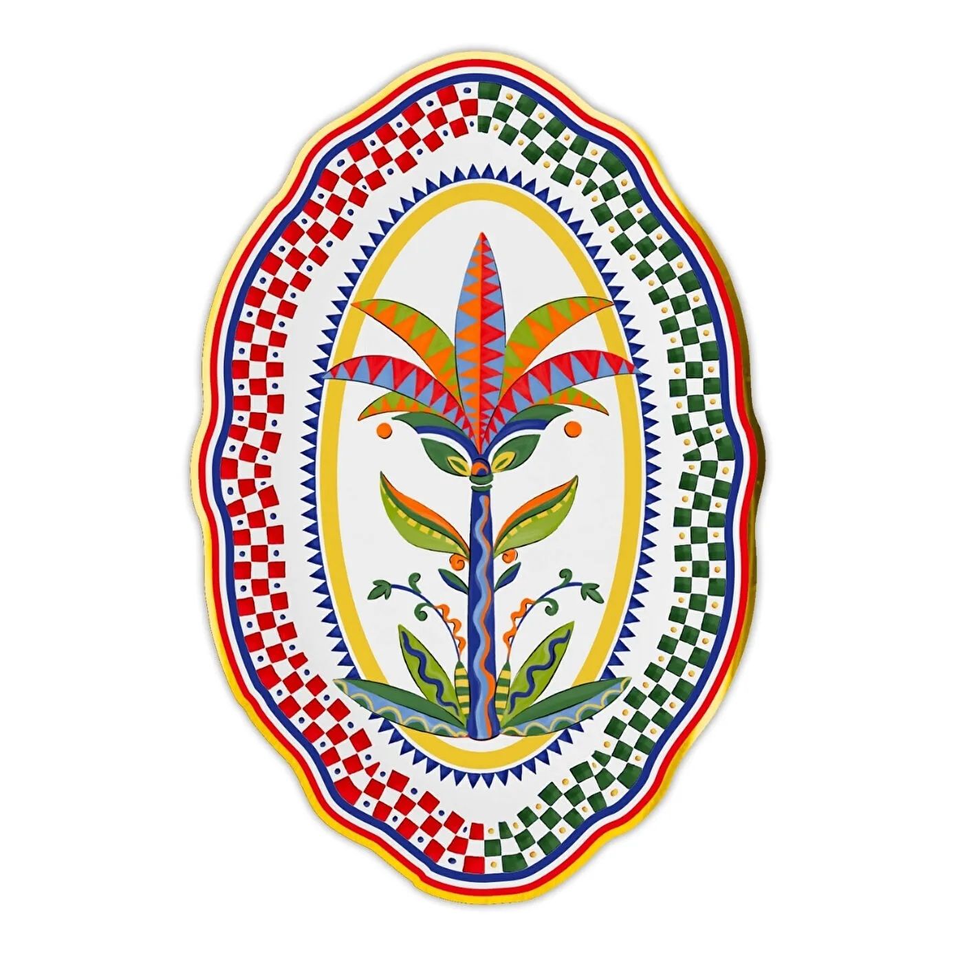 Baci Milano Dolce Vita Palmiye Desenli Oval Servis Tabağı 35 Cm