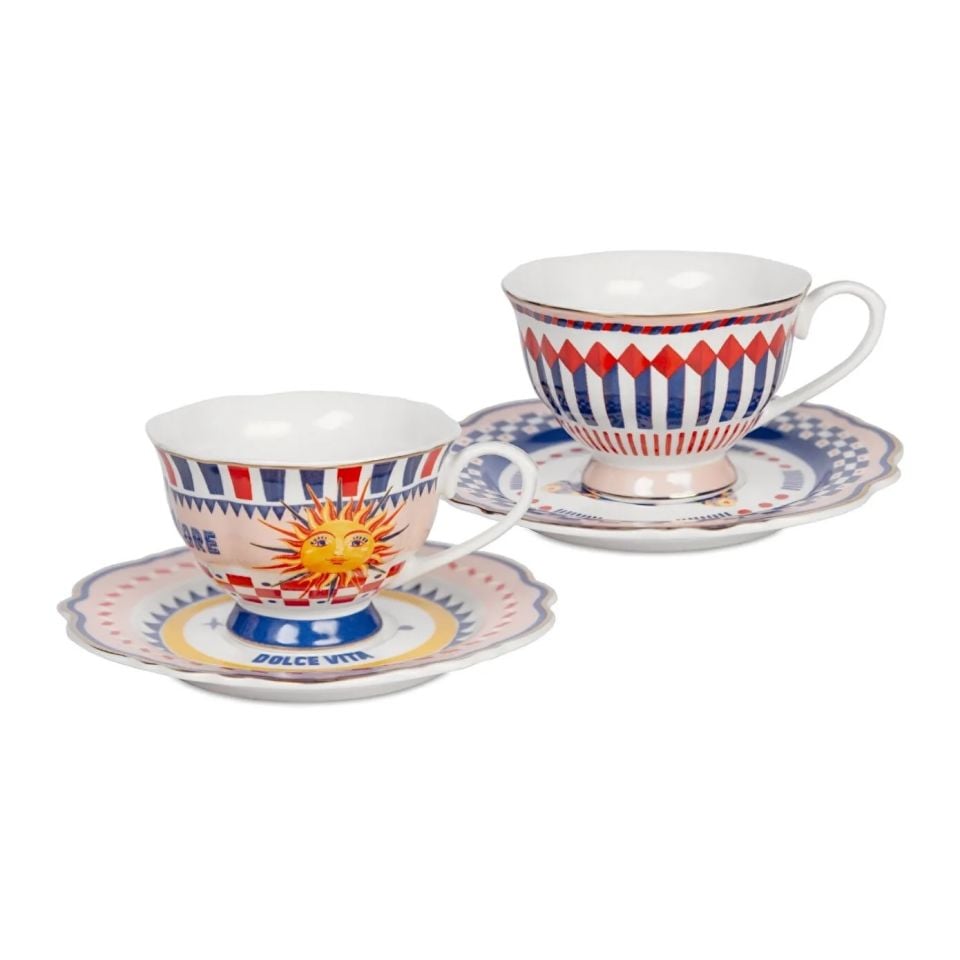 Baci Milano Dolce Vita Çok Renkli Çay Fincanı Takımı