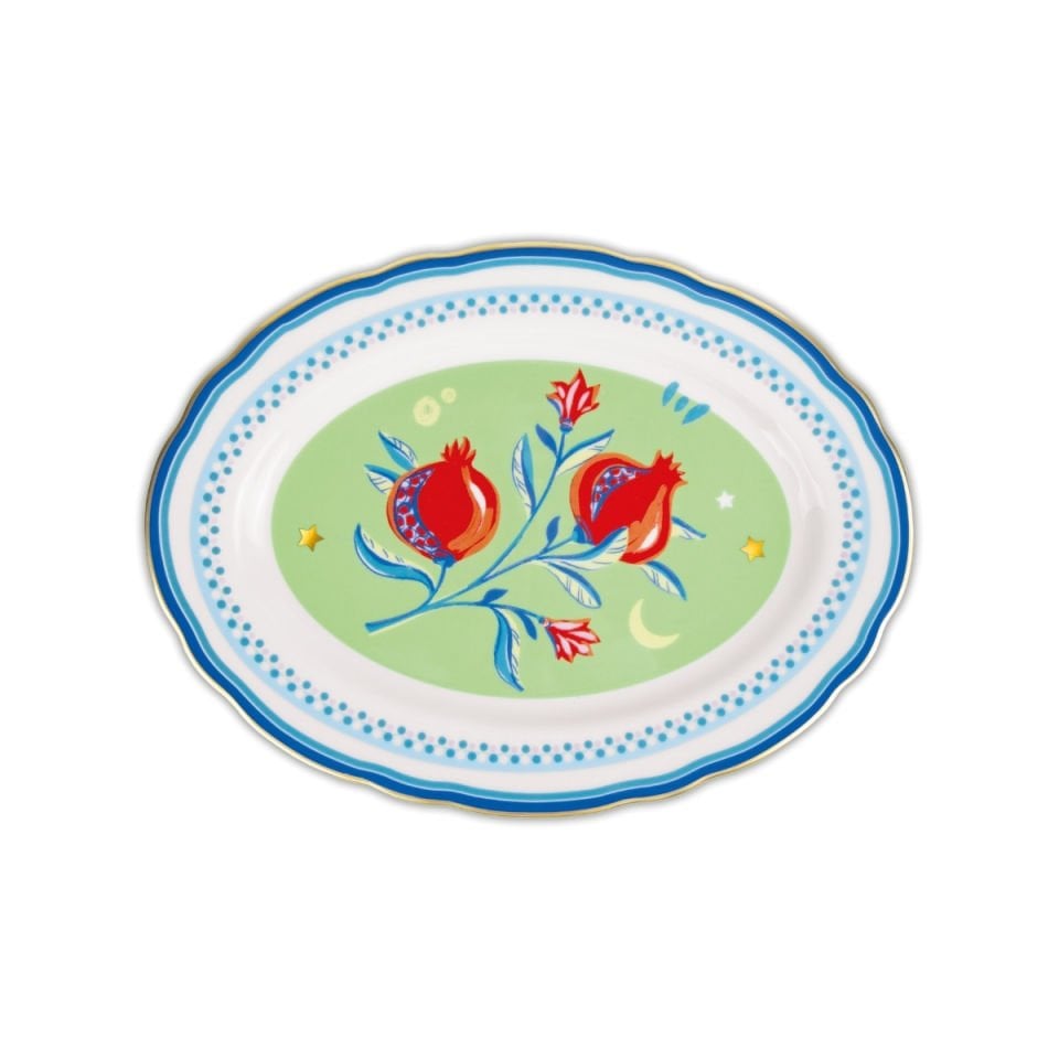 Baci Milano Mamma Mia Nar Desenli Oval Servis Tabağı 34 cm x 25 cm