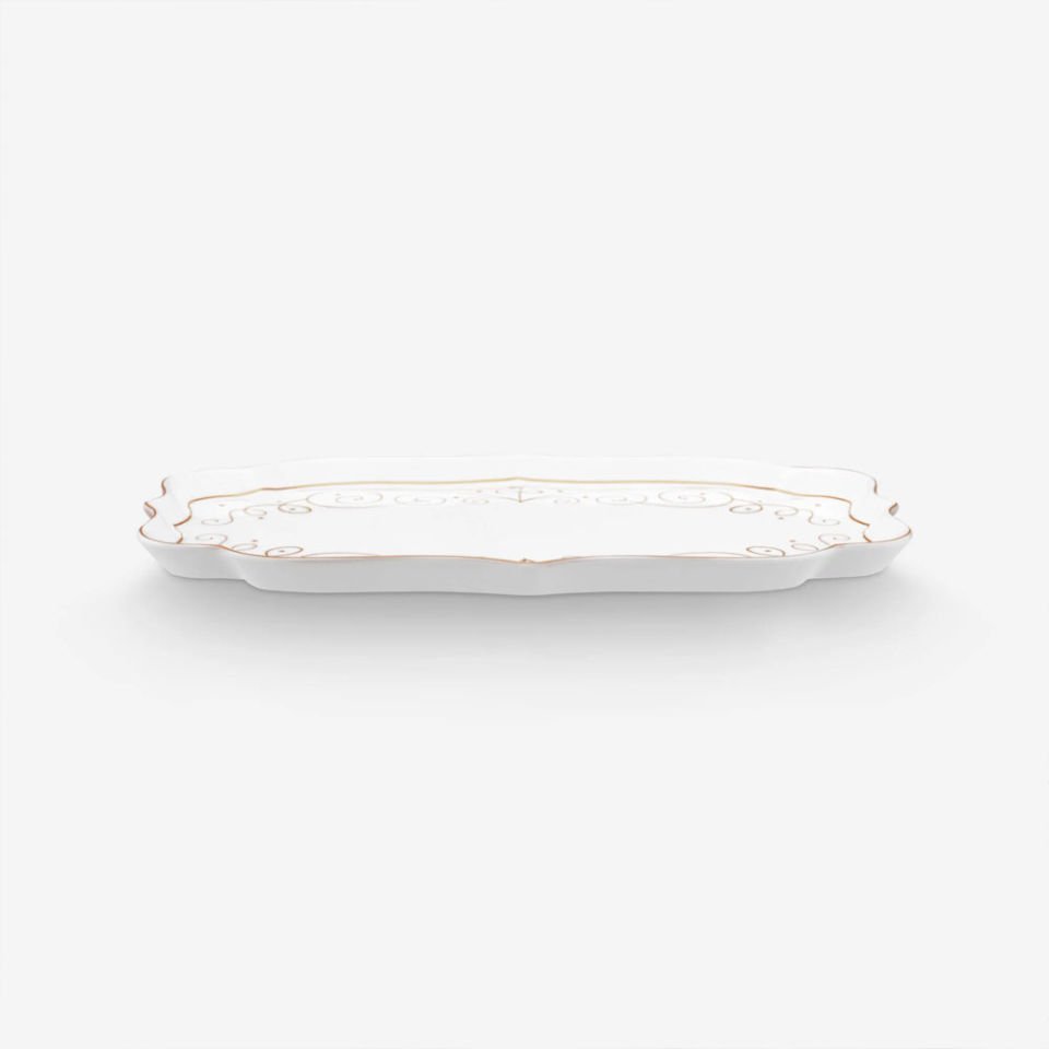 Beyaz Porselen Tepsi 26 Cm Royal Gold White Collection by Pip Studio