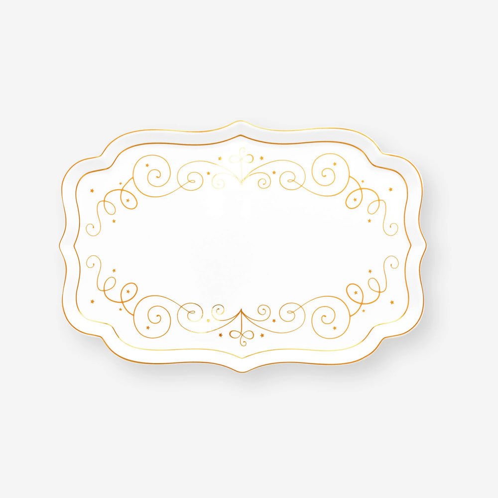 Beyaz Porselen Tepsi 26 Cm Royal Gold White Collection by Pip Studio