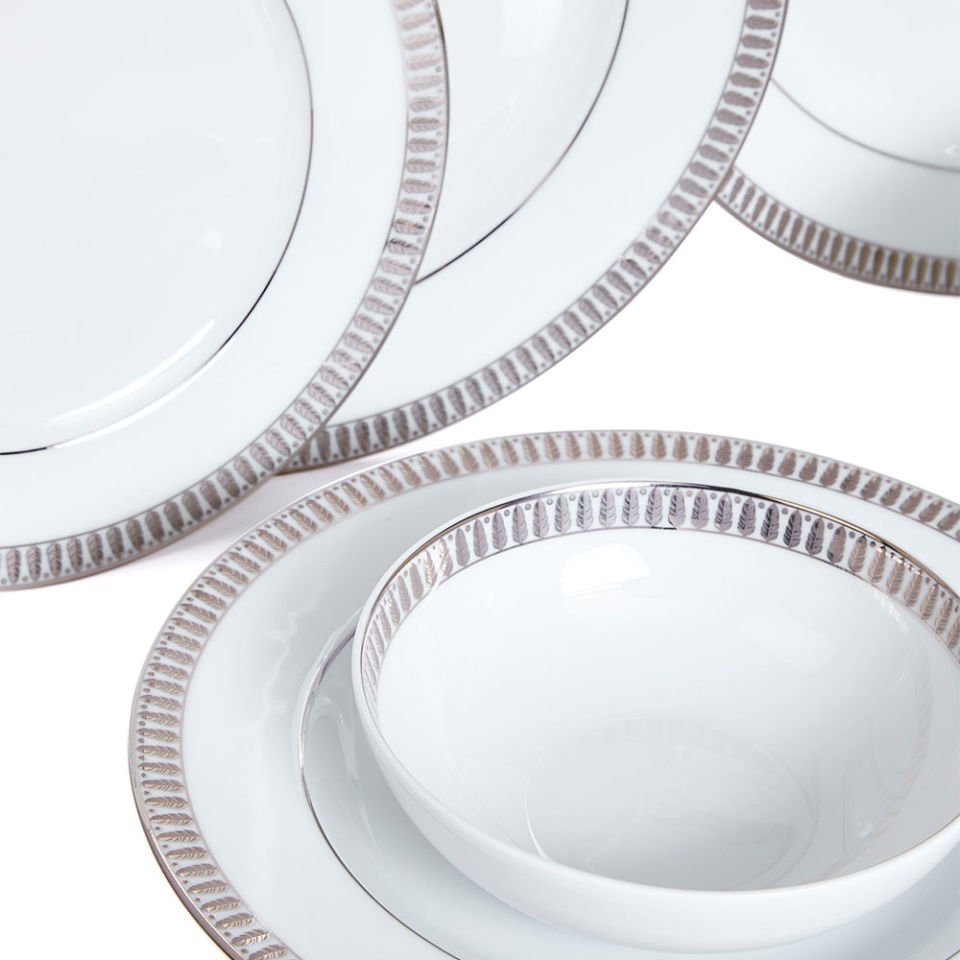 Haviland Plumes Platinium 51 prç Yemek Takımı