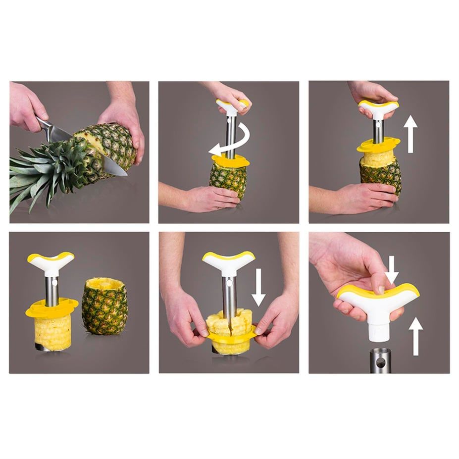 Vacu Vin Ananas Dilimleyici Siyah Beyaz