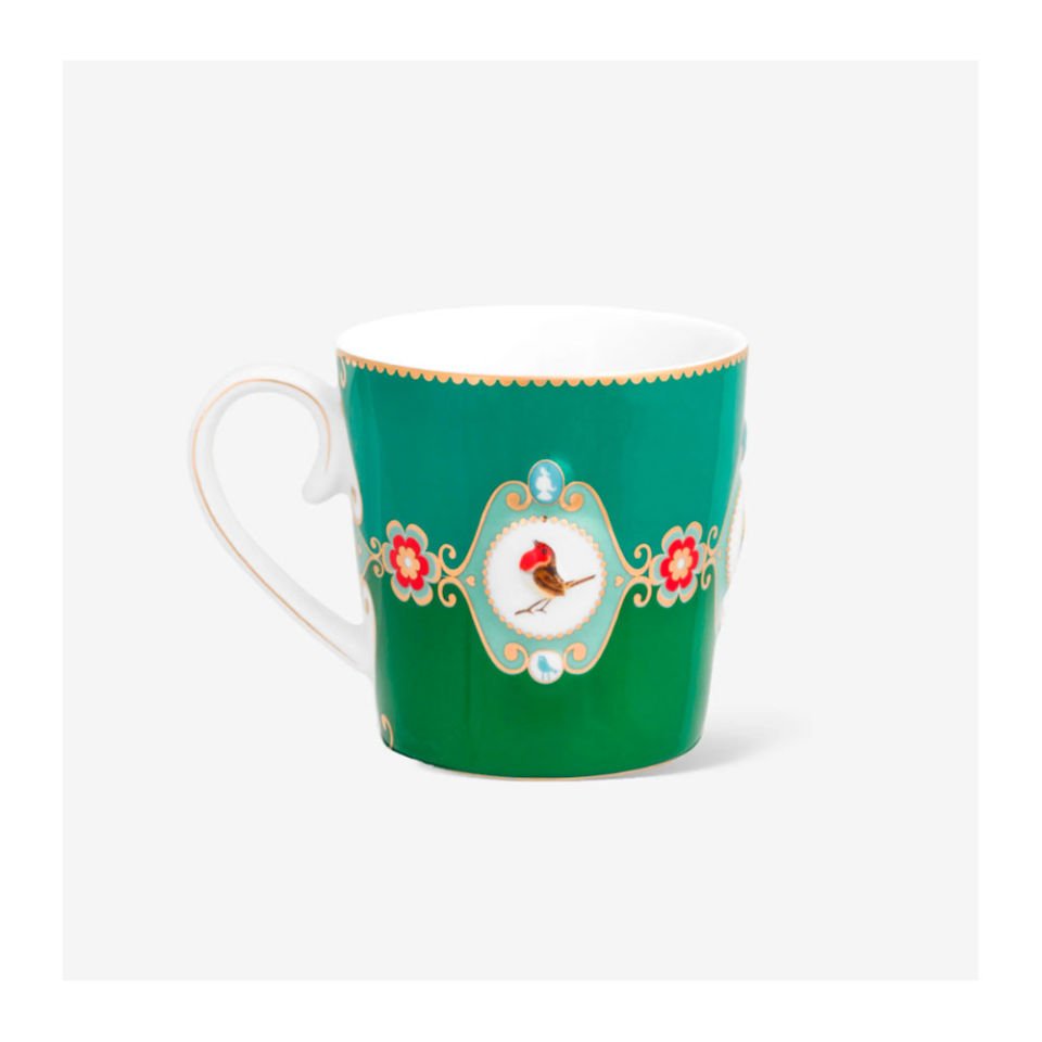 Love Birds Yeşil Renkli Madalyon Desenli Mug 250 ml
