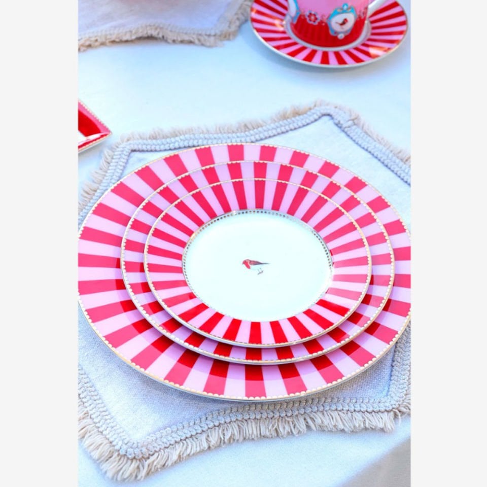 Kırmızı Pembe Porselen Kahvaltı Tabağı 21 Cm Love Birds Collection by Pip Studio