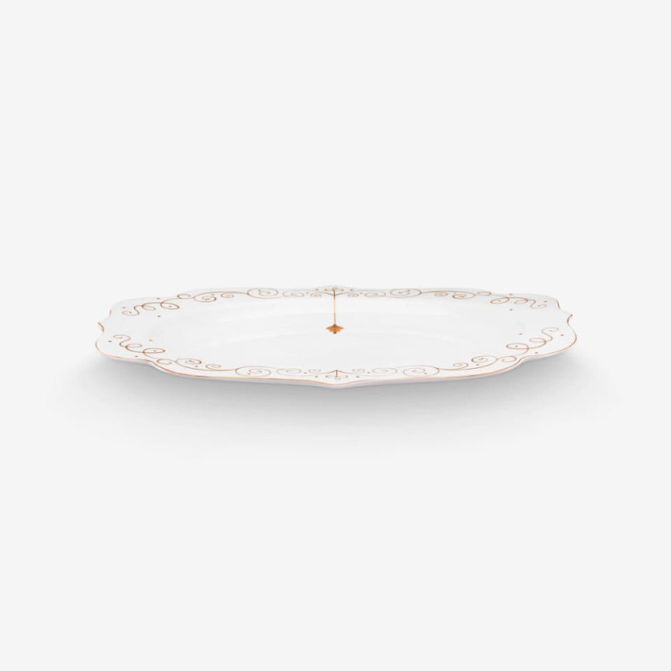 Beyaz Porselen Servis Tabağı 40 Cm Royal Gold White Collection by Pip Studio