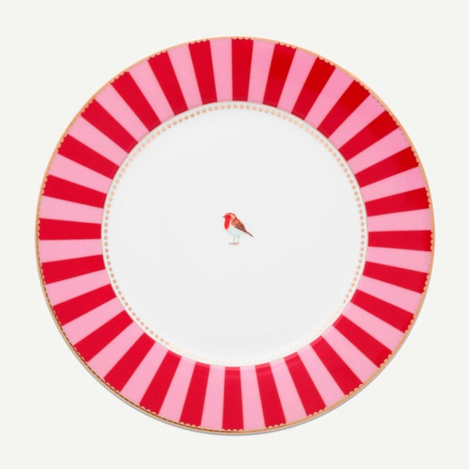 Kırmızı Pembe Porselen Yemek Tabağı 26,5 Cm Love Birds Collection by Pip Studio