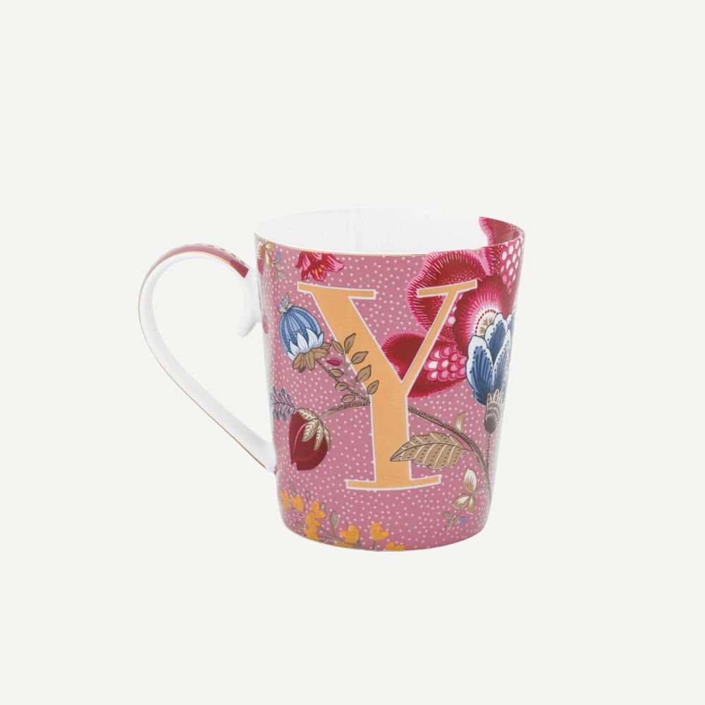 Pembe Porselen Kupa 350 Ml Alphabet Collection by Pip Studio Y Harfli