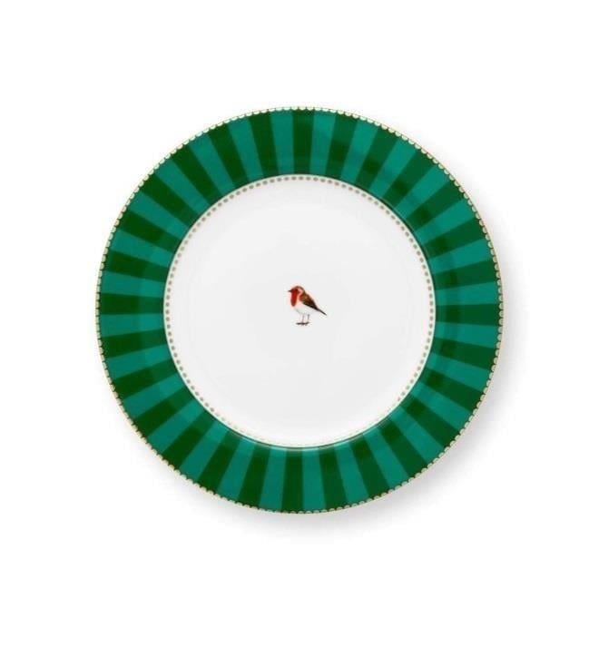 Yeşil Porselen Yemek Tabağı 26,5 Cm Love Birds Collection by Pip Studio