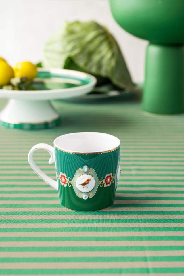 Yeşil Porselen Kupa 150 Ml Love Birds Collection by Pip Studio