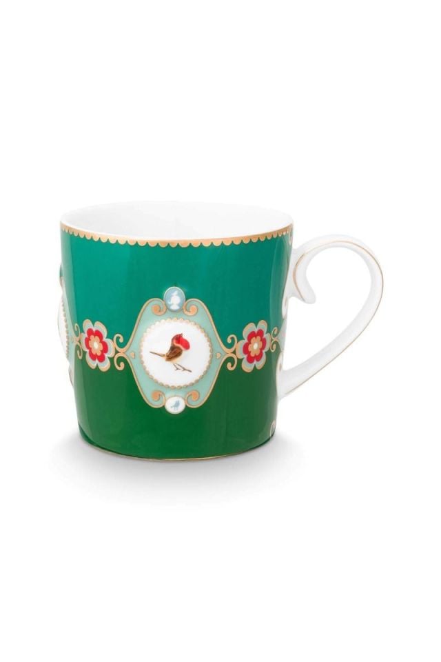 Yeşil Porselen Kupa 150 Ml Love Birds Collection by Pip Studio