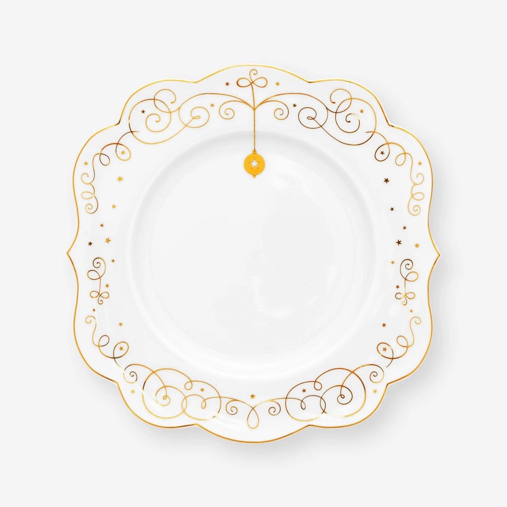 Beyaz Porselen Pasta Tabağı 17 Cm Royal Gold White Collection by Pip Studio