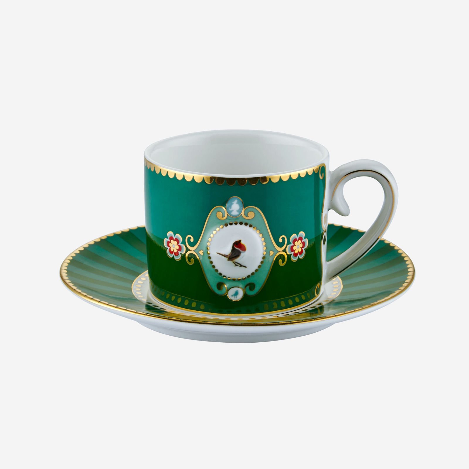 Yeşil Porselen Kahve Fincanı 125 Ml Love Birds Collection by Pip Studio