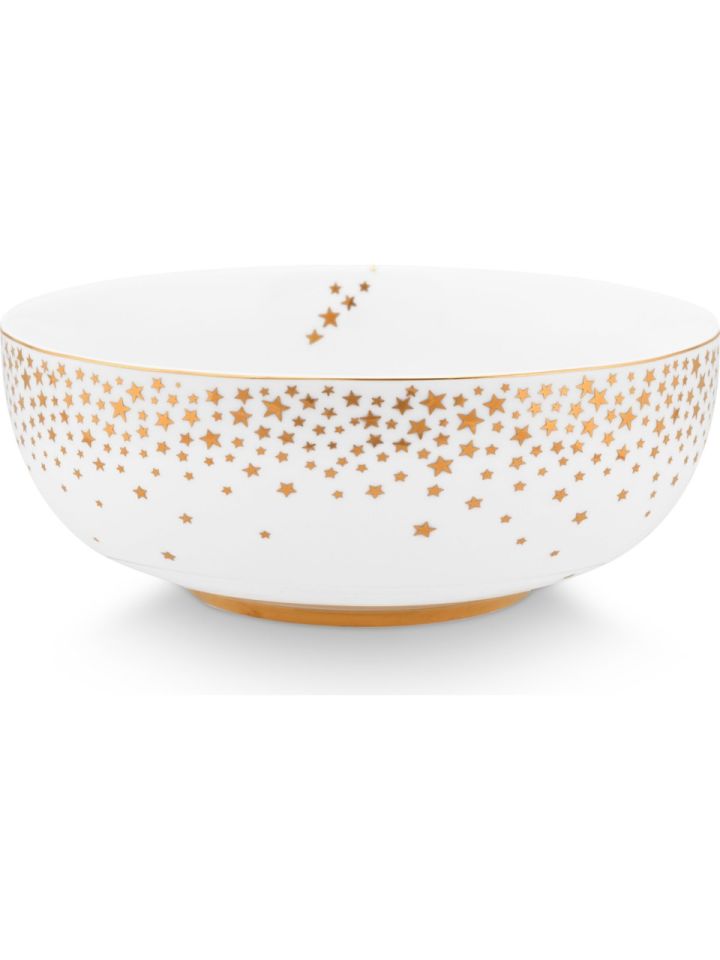 Beyaz Porselen Salata Kasesi 15 Cm Royal Gold White Collection by Pip Studio