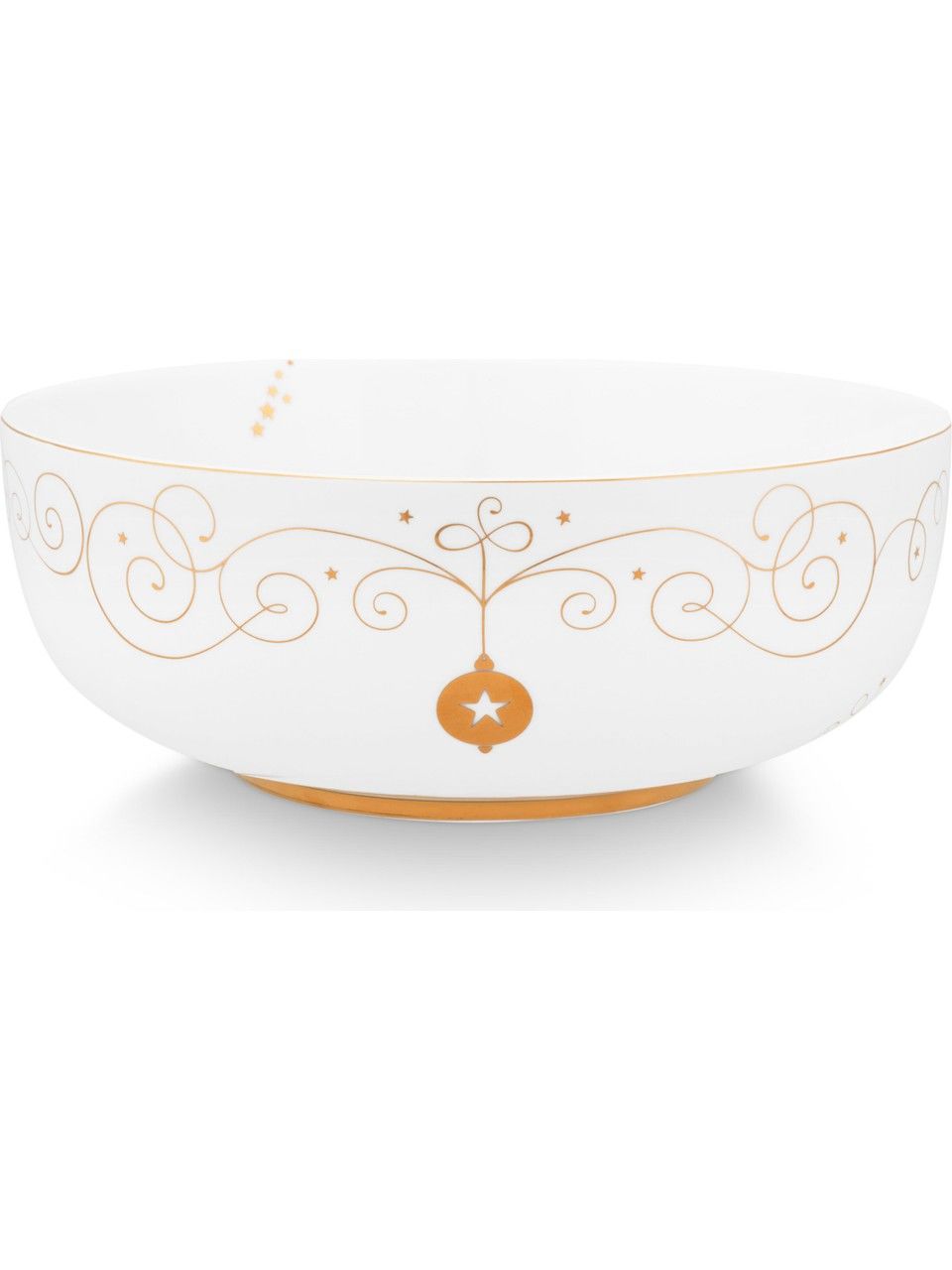 Beyaz Porselen Servis Kasesi 23 Cm Royal Gold White Collection by Pip Studio