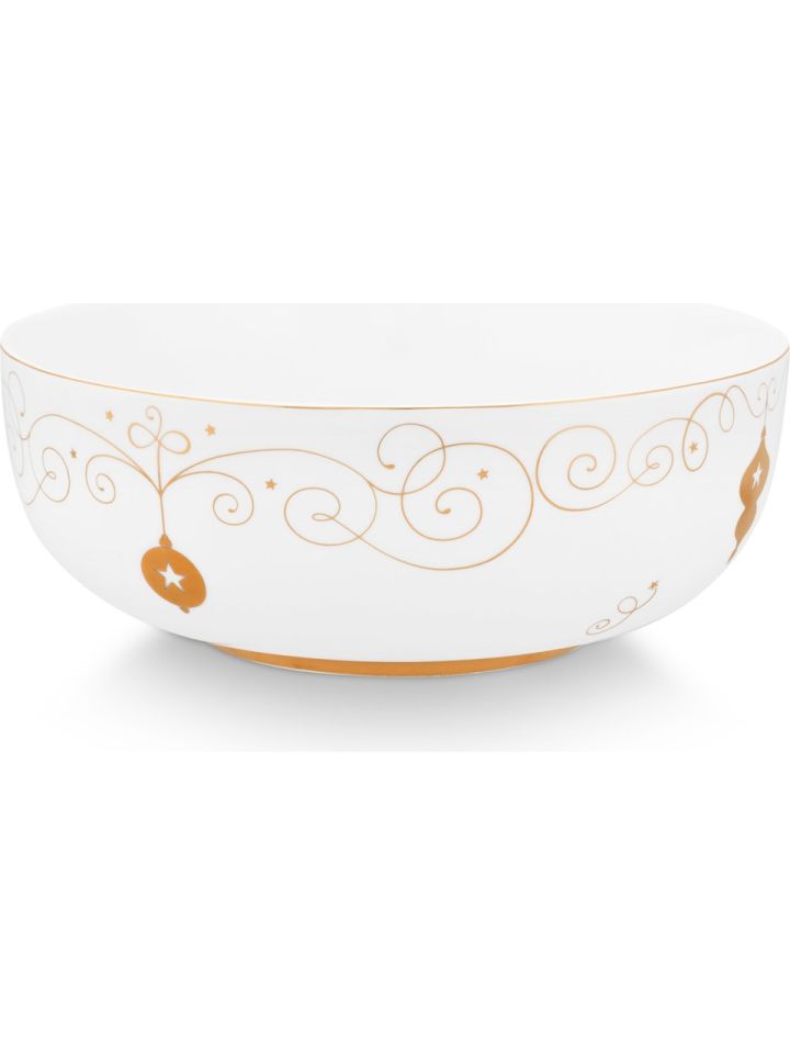 Beyaz Porselen Servis Kasesi 23 Cm Royal Gold White Collection by Pip Studio