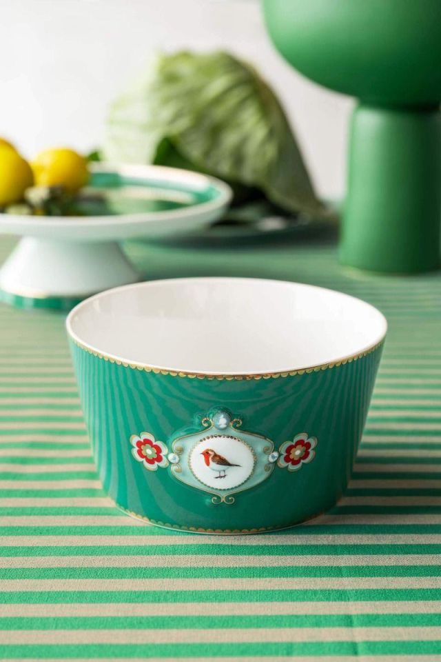Yeşil Porselen Kase 15 Cm Love Birds Collection by Pip Studio