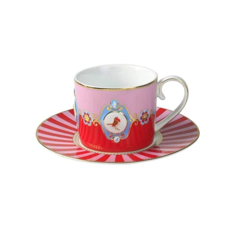 Kırmızı Pembe Porselen Çay Fincanı 200 Ml Love Birds Collection by Pip Studio