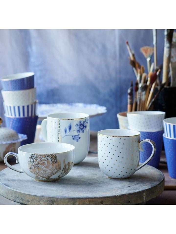 Mavi Beyaz Porselen Çay Fincanı 225 Ml Royal White Collection by Pip Studio