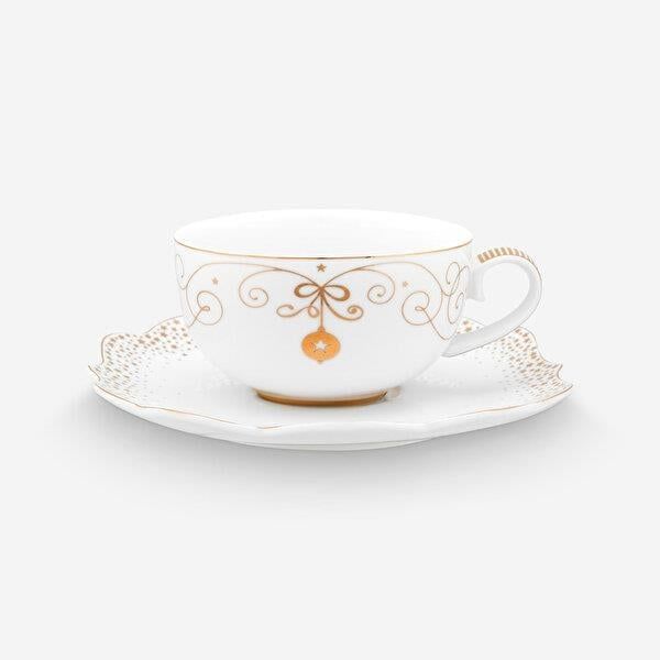 Beyaz Porselen Çay Fincanı 225 Ml Royal Gold White Collection by Pip Studio