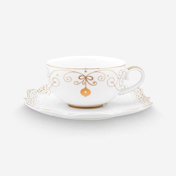 Beyaz Porselen Çay Fincanı 225 Ml Royal Gold White Collection by Pip Studio