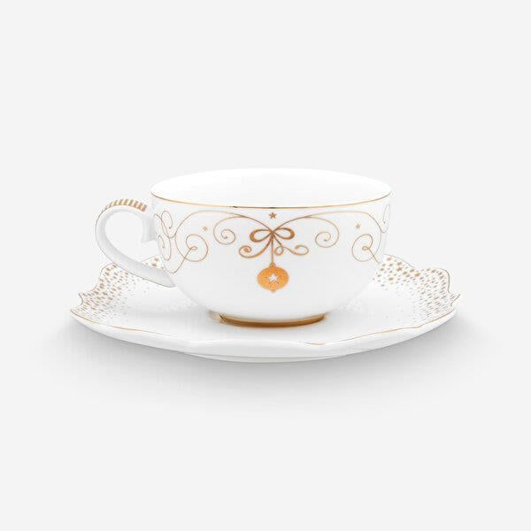 Beyaz Porselen Çay Fincanı 225 Ml Royal Gold White Collection by Pip Studio