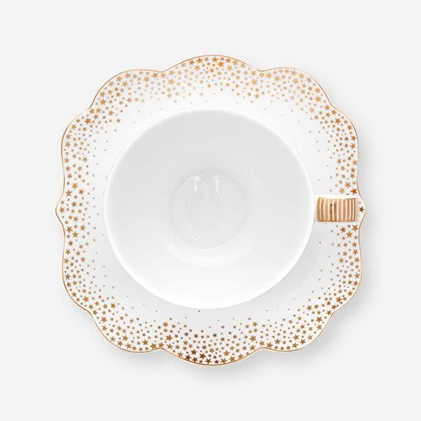 Beyaz Porselen Çay Fincanı 225 Ml Royal Gold White Collection by Pip Studio