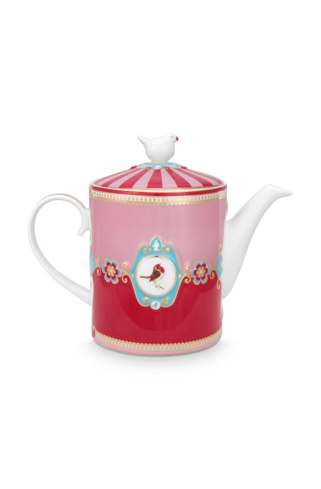 Kırmızı Pembe Porselen Demlik 1300 Ml Love Birds Collection by Pip Studio