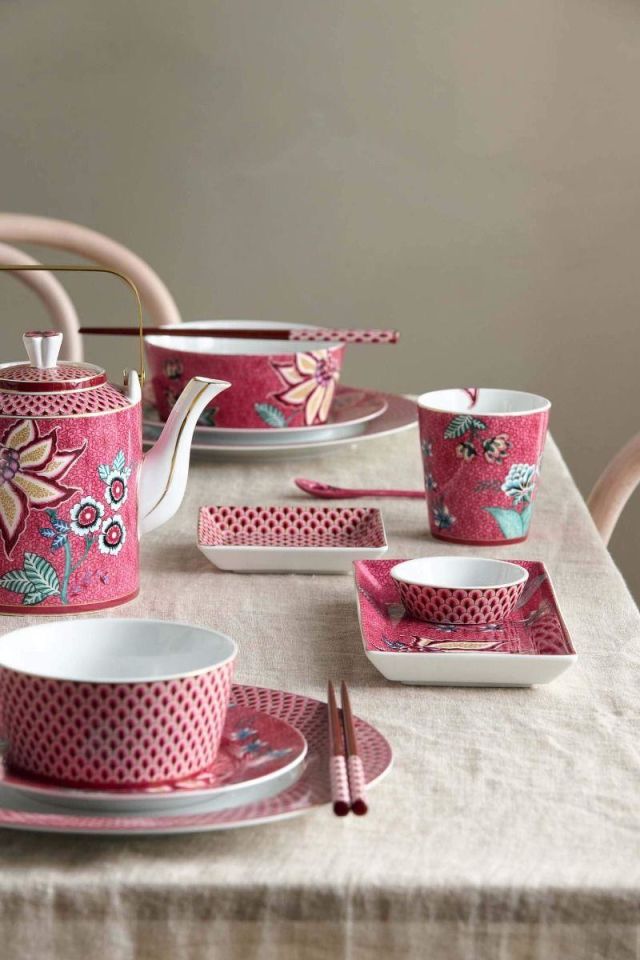 Kırmızı Porselen Demlik 1000 Ml Flower Festival Collection by Pip Studio