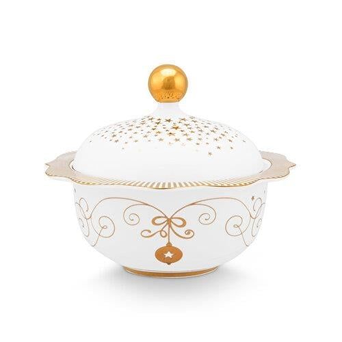 Beyaz Porselen Şekerlik 235 Ml Royal Gold White Collection by Pip Studio