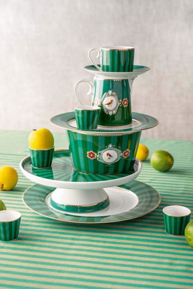 Yeşil Porselen Yumurtalık 5 Cm Love Birds Collection by Pip Studio